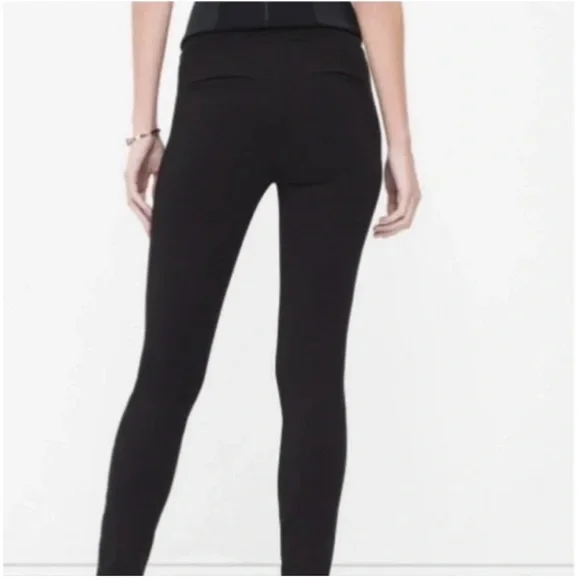 White House Black Market Jaquard Black Gold Ponte Skinny Pants Size 0 - Picture 3 of 14